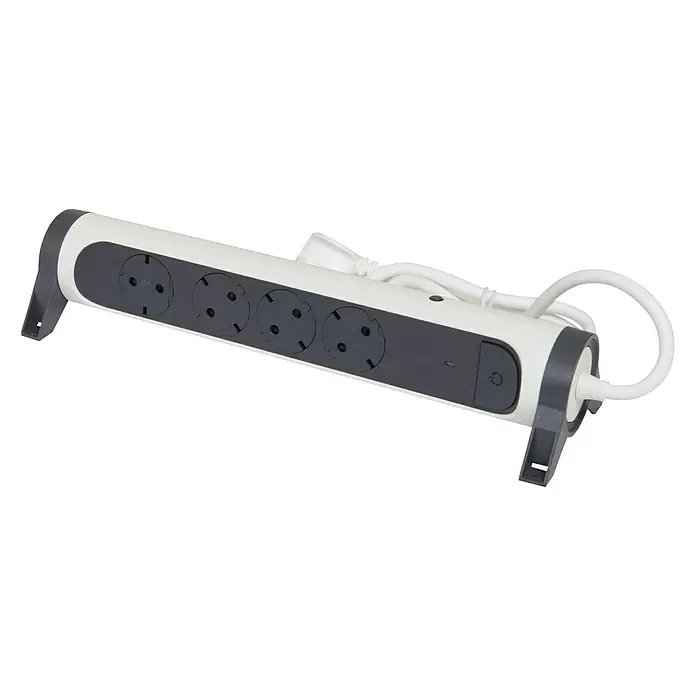Legrand Base de enchufe múltiple Premium - Blanco/Negro, Longitud del cable: 1,5 m, 4 ud. - Vista angular