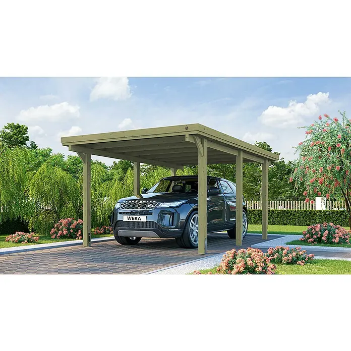 Weka Carport Optima - 5,12 x 3,22 m, Einfahrtshöhe: 2,15 m, Schneelast: 125 kg/m² - Stimmungsaufnahme