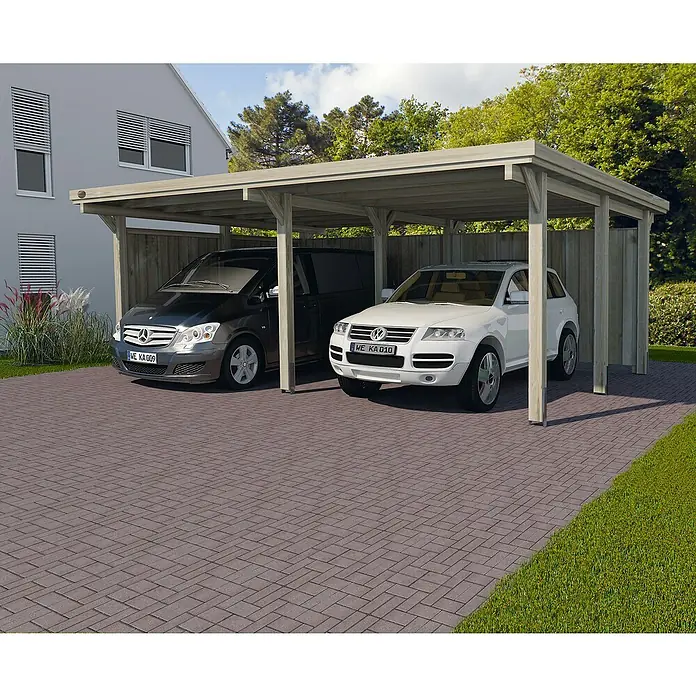 Weka Carport Optima Duo - 5,12 x 6,03 m, Einfahrtshöhe: 2,15 m, Schneelast: 125 kg/m² - Stimmungsaufnahme