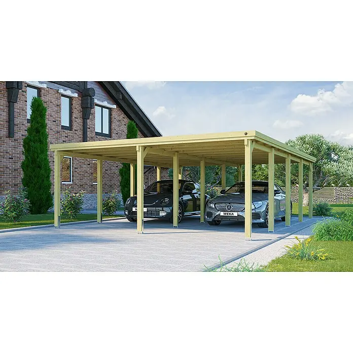 Weka Carport Optima Duo - 8,02 x 6,03 m, Einfahrtshöhe: 2,15 m, Schneelast: 125 kg/m² - Stimmungsaufnahme