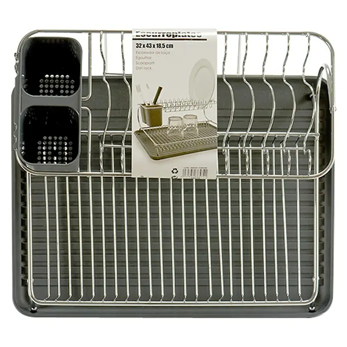Escurreplatos doble - L x An x Al: 18,5 x 43 x 35 cm, Negro