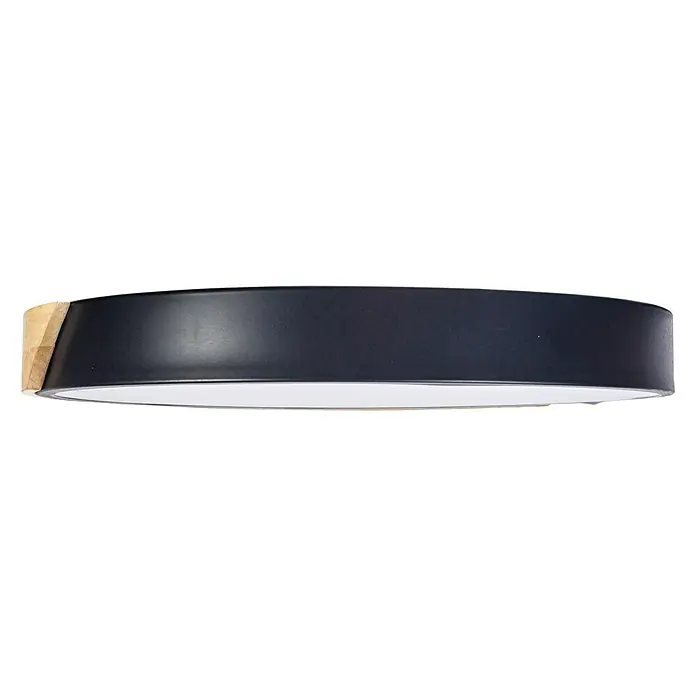 Leds-C4 Plafón LED redondo Melo - 20 W, Ø x Al: 40 x 5 cm, Negro/Madera, Blanco, Blanco neutro - Vista de perfil izquierdo