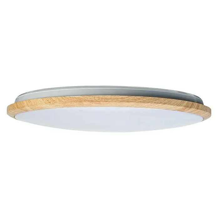 Leds-C4 Plafón LED redondo Willy - 17,7 W, Ø x Al: 30 x 5,5 cm, Madera, Blanco, Blanco neutro - Vista de perfil izquierdo