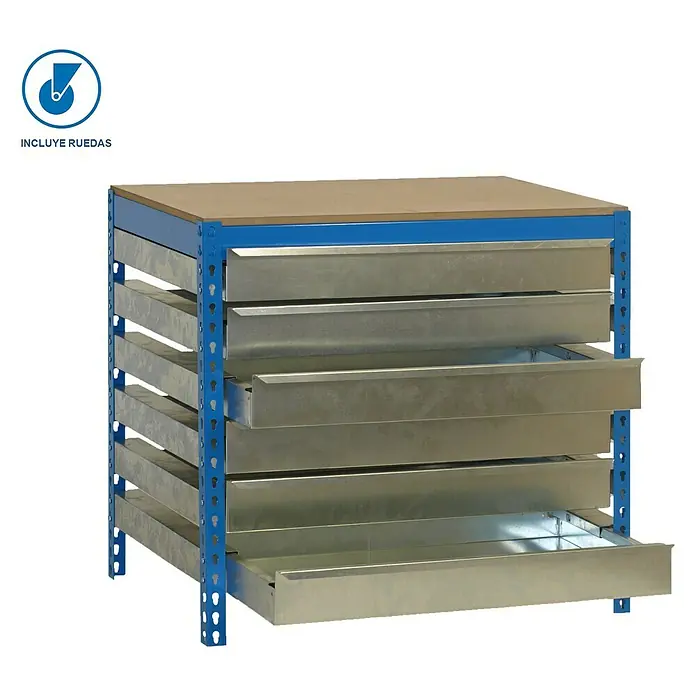 Simonrack Simonwork Banco de trabajo BT5 Box Mobile - L x An x Al: 76 x 120 x 95 cm, Capacidad de carga: 280 kg, Azul