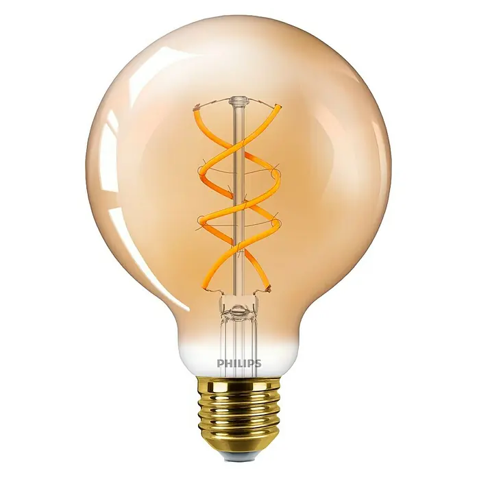 Philips Bombilla LED Vintage Gold Estándar - 5 W, E27, Color de luz: Blanco cálido, Redonda