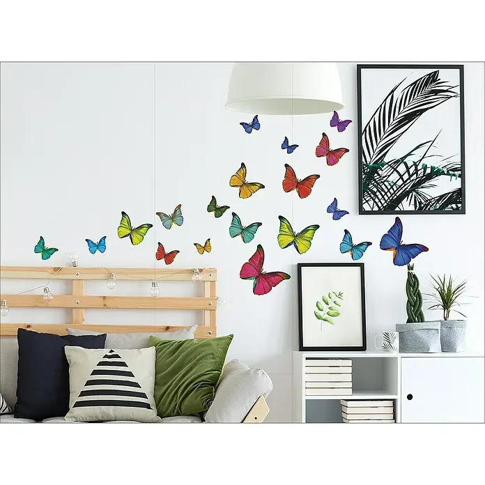 Adhesivos decorativos Mariposas multicolor - 68 x 48 cm - Foto ambiente