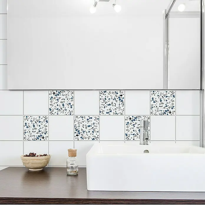 Vinilo para azulejos Terrazo grafico - 15 x 15 cm, 6 piezas - Foto ambiente