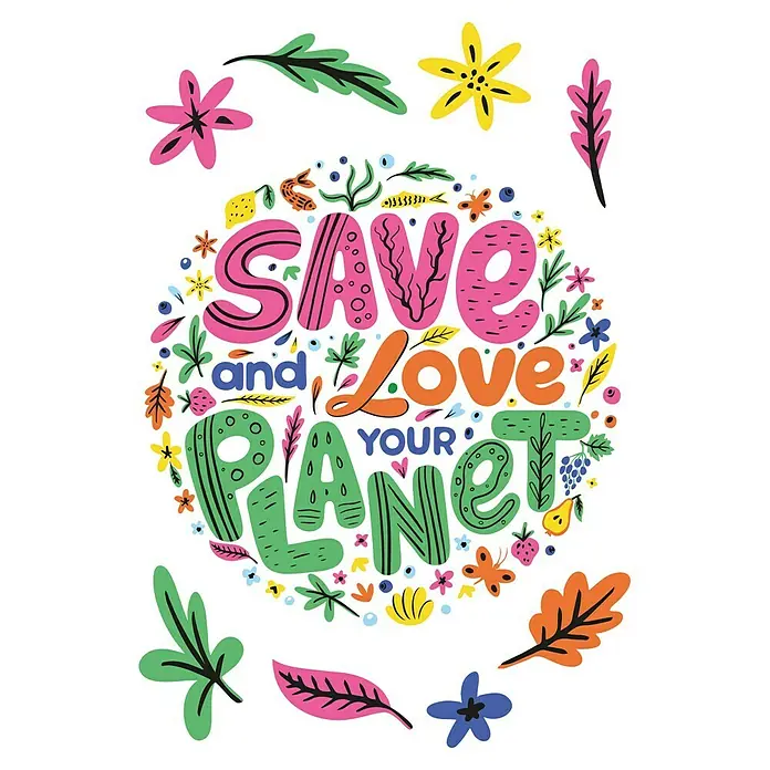 Adhesivos decorativos Love the planet - 68 x 48 cm - Vista superior