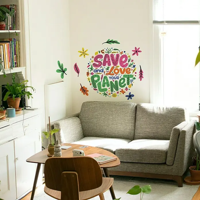 Adhesivos decorativos Love the planet - 68 x 48 cm - Foto ambiente