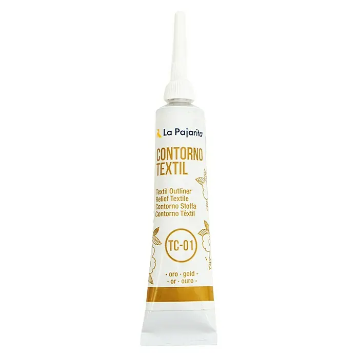 La Pajarita Pintura tejidos Contorno relieve - Oro viejo, 20 ml