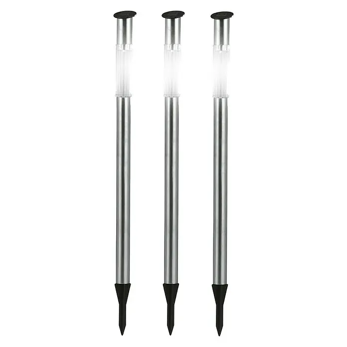Globo Set solarlampen - Grondpen, Ø x h: 5 x 70 cm, Led, 3 st. - Vooraanzicht