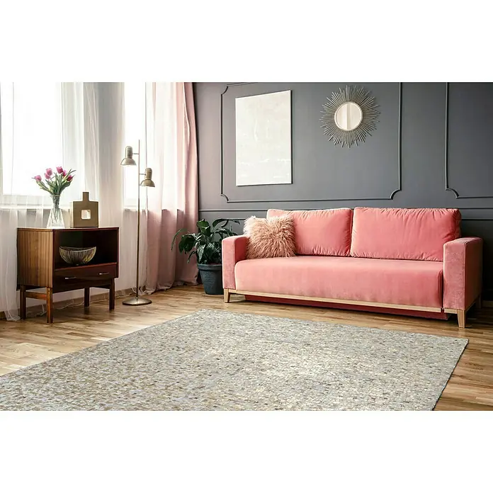 Kayoom Echtlederteppich Finish - Beige, 150 x 80 cm, 100 % Leder - Stimmungsaufnahme