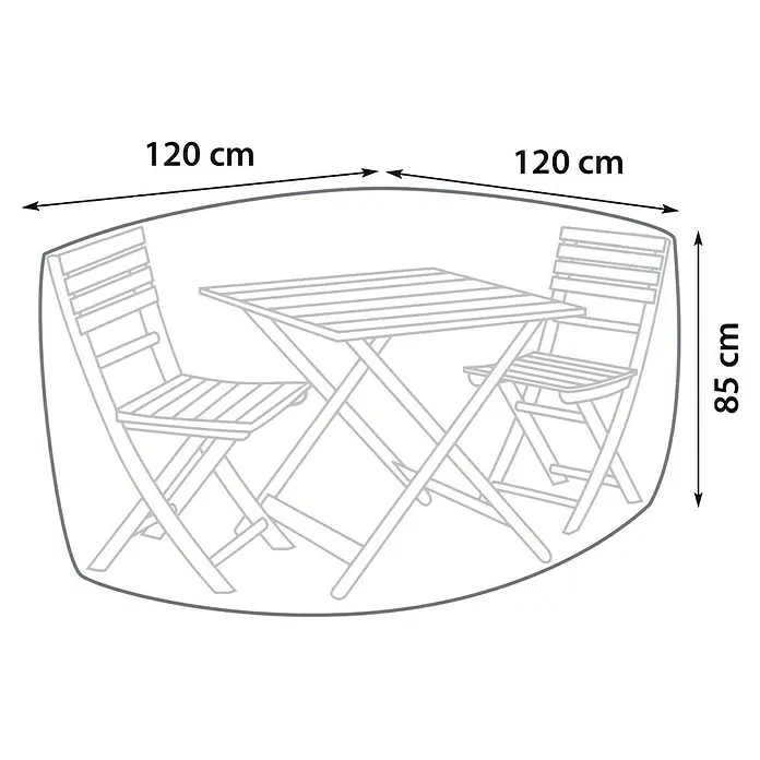Sunfun Balkon-Set-Schutzhülle rund - Ø x H: 120 x 85 cm - Skizze