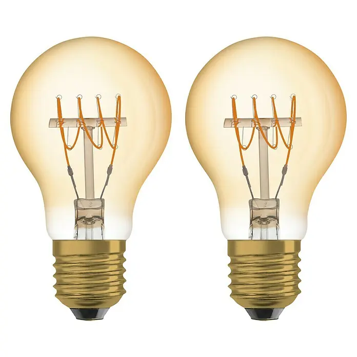 Osram LED-Leuchtmittel True Filament Classic A - E27, 5,9 W, 550 lm, 2 Stk., Gold - Vorderansicht