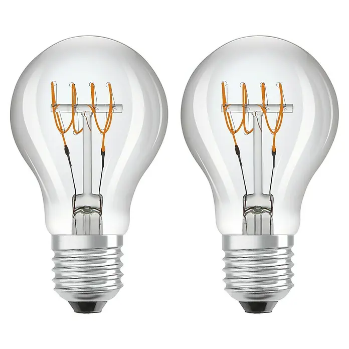 Osram LED-Leuchtmittel True Filament Classic A - E27, 5,9 W, 600 lm, 2 Stk., Klar - Vorderansicht