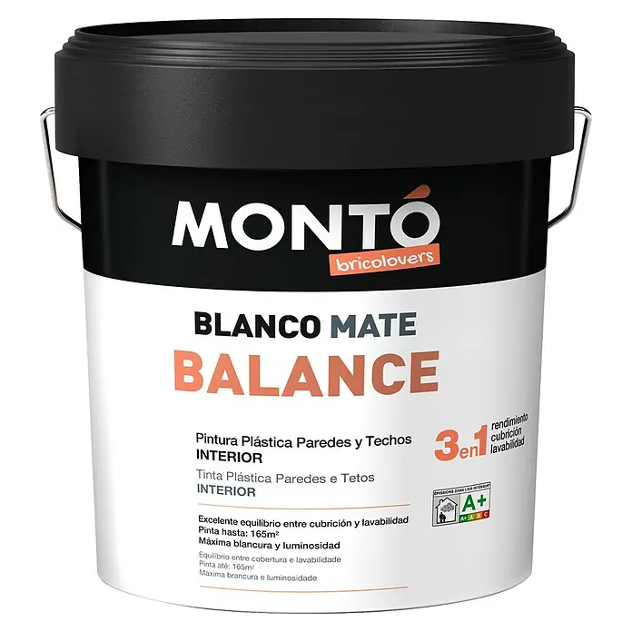 Montó Bricolovers Pintura para paredes y techos Balance - Blanco, 15 l, Mate - Vista frontal