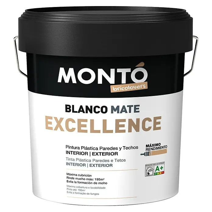 Montó Bricolovers Pintura para paredes y techos Excellence - Blanco, 4 l, Mate - Vista frontal