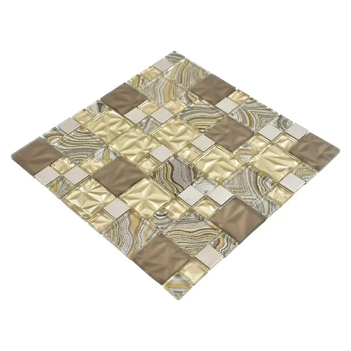 Mosaikfliese Crystal Mix XCM NIKO40 - 30 x 30 cm, Beige/Braun, Glänzend - Ansicht von oben
