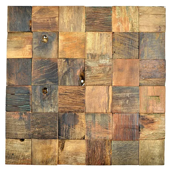 Mosaikfliese Quadrat Boat Old Wood BOWD 23 - 30 x 30 cm, Dunkelbraun, Matt - Ansicht von oben