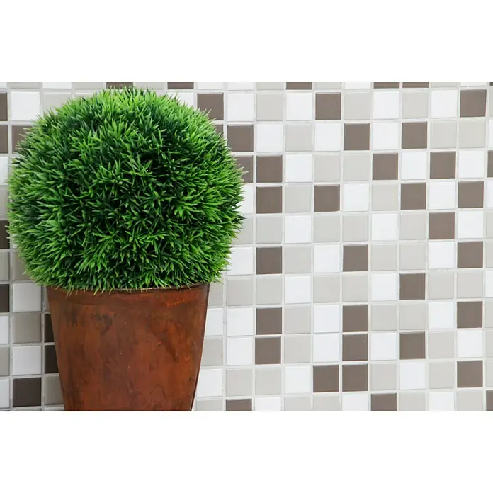 Mosaikfliese Quadrat Uni BM 850 - 33 x 30,2 cm, Weiß/Grau, Glänzend - Detailaufnahme