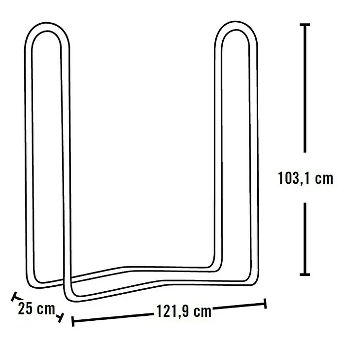 ShelterLogic Kaminholzregal - 25 x 104 cm, Schwarz, Stahl - Skizze