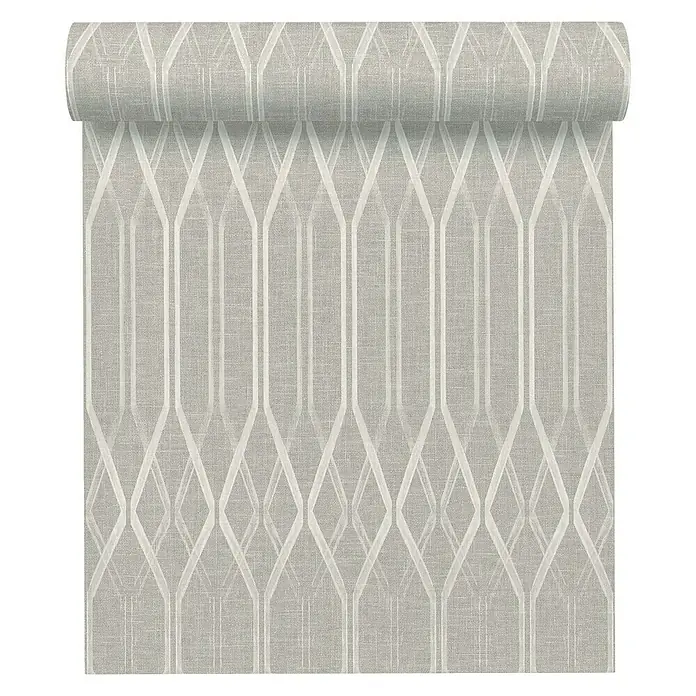 AS Creation Linen Style Vliestapete Grafik - Grau, Grafisch, 10,05 x 0,53 m - Vorderansicht