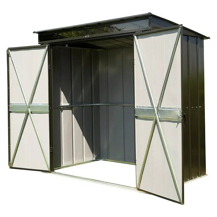 Spacemaker Gerätehaus Onyx - Außenbreite inkl. Dachüberstand: 208 cm, Außentiefe inkl. Dachüberstand: 130 cm, Stahl, Onyxschwarz - Rechte Seitenansicht