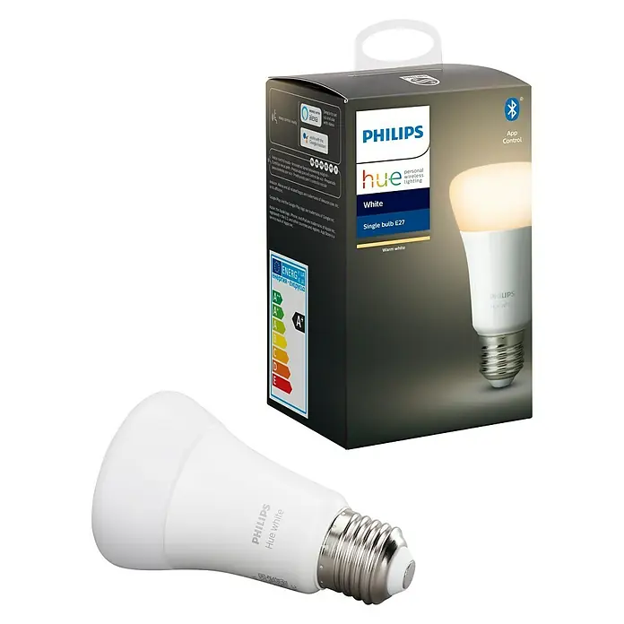 Philips Hue Ledlamp White - E27, 9 W, Warm wit, Dimbaar, 1 stk. - Zijaanzicht links