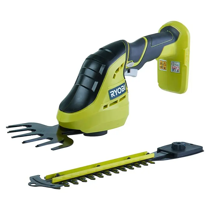Ryobi ONE+ Accu gras- en buxusschaar OGS1822 - 18 V, Li-ion, Excl. accu, Mesbreedte: 12 cm - Diagonaal zicht