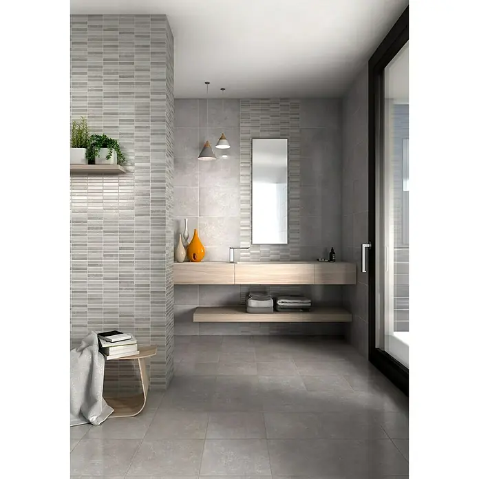 Bodenfliese Silver - L x B: 34 x 34 cm, Silber, Glasiert