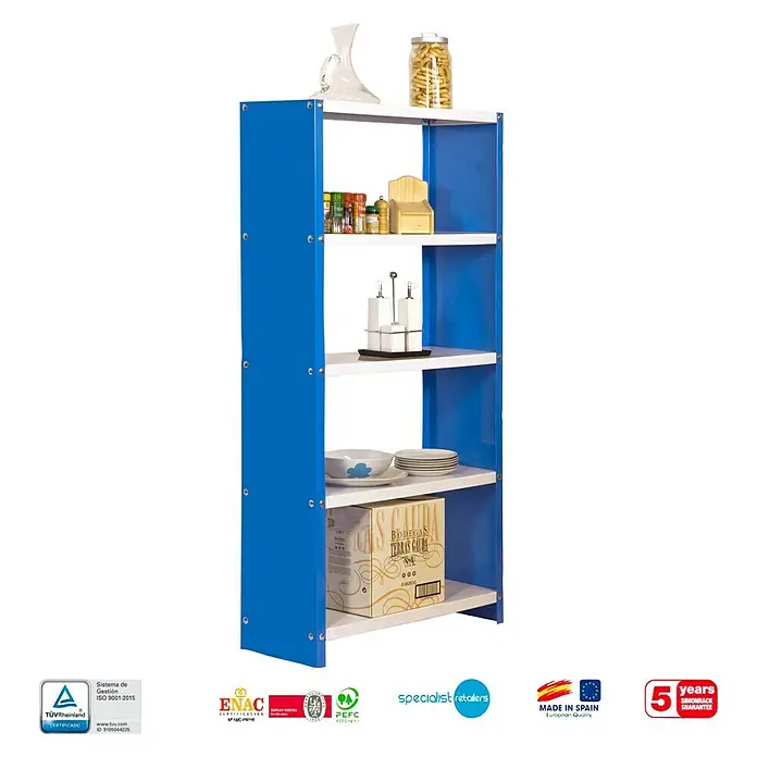 Simonrack Simonhome Estantería metálica Habitat Color Plus - L x An x Al: 30 x 80 x 160 cm, Capacidad de carga: 100 kg/balda, Número de baldas: 5 ud., Azul