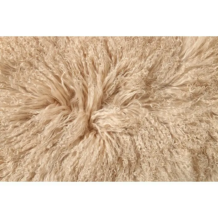 Esbeco Deko-Tibetschaffell - Beige, 100 x 70 cm, 100 % Echtfell - Detailaufnahme