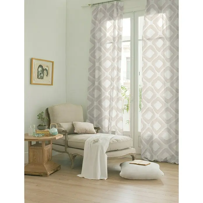 Visillo para ventana Giacarta - 140 x 280 cm, 100% poliéster, Beige