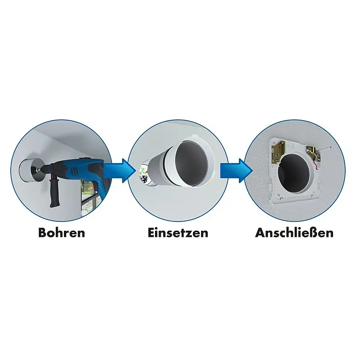 Marley Wärmetauscher Air 4.0 - Max. Luftleistung: 19/35/50 m³/h, Durchmesser Bohrung: 180 mm, Geeignet für: Außenwände 28 - 50 cm - Informationsansicht