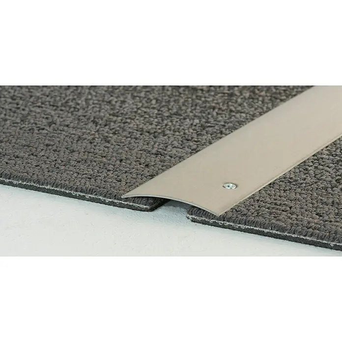LOGOCLIC Prehodni profil 101 - Plemenito jeklo mat, 0,9 m x 50 mm x 5,6 mm, Vrsta montaže: Vijaki, Preluknjano bočno vdolbino - Posnetek od blizu