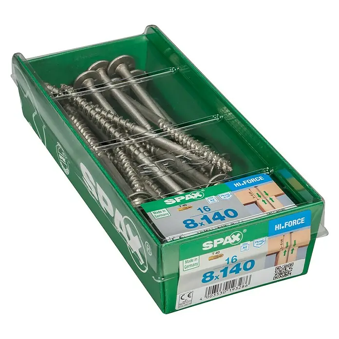 Spax Tellerkopfschraube HI FORCE - Ø x L: 8 x 140 mm, Edelstahl, T-Star plus, 16 Stk. - Linke Seitenansicht