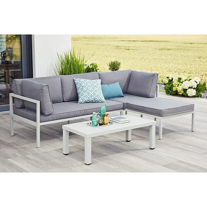 Sunfun Hannah Set lounge namještaja - 3-dij., Aluminij, Svijetlosive boje - Živopisni prikaz