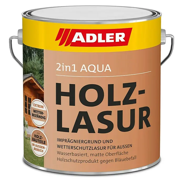 Adler Holzlasur Aqua 2in1 - Lärche, 5 l, Matt - Vorderansicht