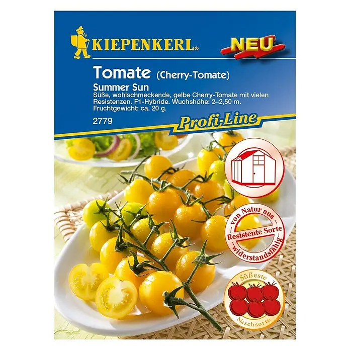 Kiepenkerl Profi-Line Gemüsesamen Tomate - Summer Sun F1, Solanum lycopersicum, Erntezeit: Juli - Vorderansicht