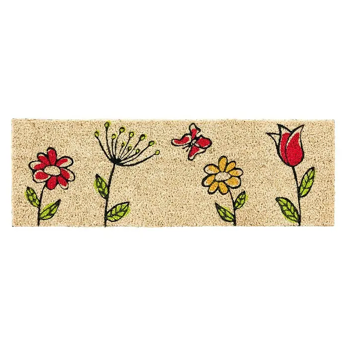 Astra Coco Kokosfußmatte Style - Blumen, Bunt, 25 x 75 cm, 100 % Kokos - Ansicht von oben