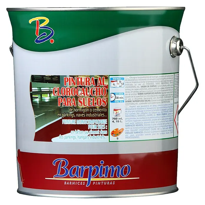 Barpimo Pintura para suelos al clorocaucho - Blanco, 4 l, Mate sedoso