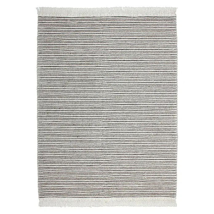 Kayoom Fransenteppich I - Natur/Grau, 230 x 160 cm, 75 % Neuseelandwolle, 25 % Viskose - Ansicht von oben