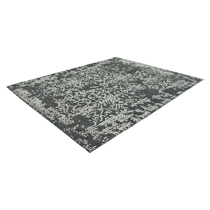 Kayoom Flachgewebeteppich River 130 - Anthrazit/Grau, 150 x 80 cm, 70 % Baumwolle, 30 % Polyester - Linke Seitenansicht