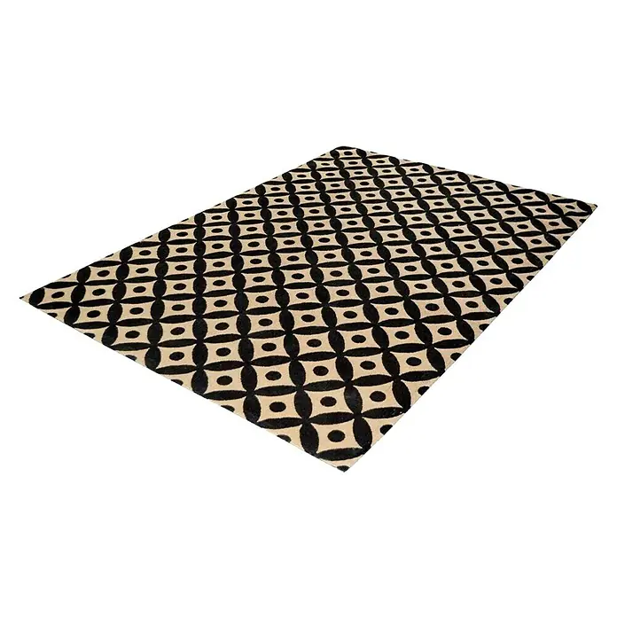 Kayoom Flachgewebeteppich Scandy I - Natur/Schwarz, 150 x 80 cm, 100 % Jute - Linke Seitenansicht