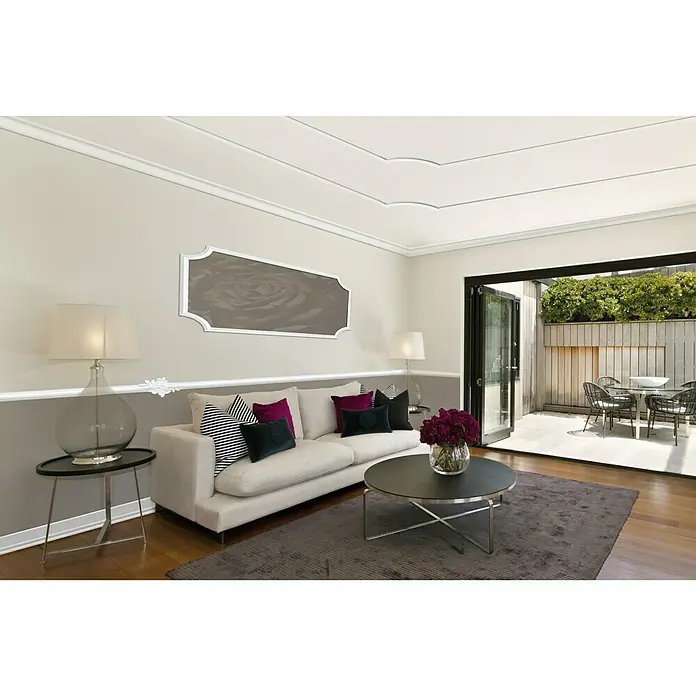 Zierprofil Modern E 36 - 2 m x 40 mm x 40 mm, Polystyrol XPS - Vorderansicht