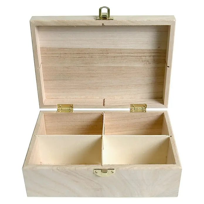 Artemio Caja de madera Te - L x An x Al: 20 x 8 x 14 cm, Natural/marrón claro