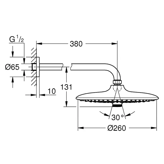 Grohe Euphoria Kopfbrausen-Set - Durchmesser: 26 cm, 17 l/min bei 3 bar, Wandmontage, Chrom - Stimmungsaufnahme