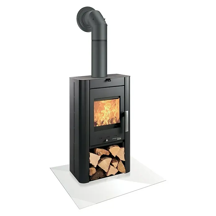 Haas+Sohn Kamin na drva Prunus - 6 kW, Kapacitet grijanja prostorije: 140 m³, Čelik, Perl crna - Pogled sprijeda