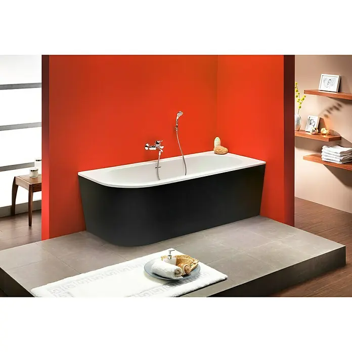 Ottofond Freistehende Badewanne Siesta Corner - Linksseitig, 178 x 78 cm, Sanitäracryl, Schwarz/Weiß - Vorderansicht