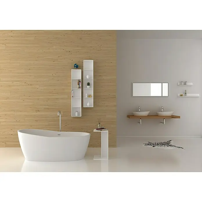 Camargue Bañera independiente Espalmador - L x An: 180 x 78 cm, Solid Surface, Blanco